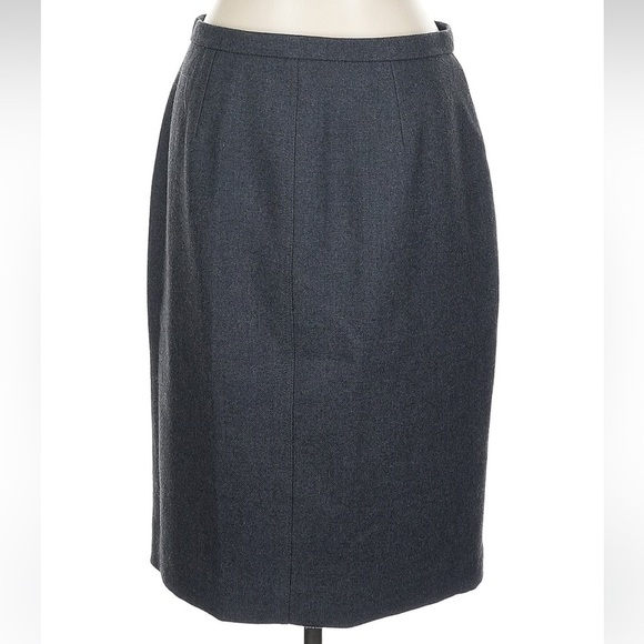 J. CrewAsymmetric Full Zip Wool Midi Pencil Classic Moto Gray Blue Size 10 Med - Picture 4 of 8